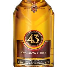Brand of Spanish liqueur allegedly prepared from 43 separate ingredients, hence the name. Citrus flavor with vanilla shadings. 31% ethanol.