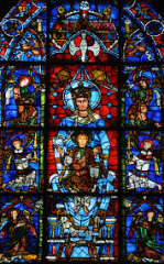 #60
Notre Dame de la Belle Verriere window
-Chartres, France/Gothic Eutope
-original: c. 1145-1155
- reconstructed: c. 1194-1220
 
Content:
-stained glass window
- on front façade of Chartres Cathedral