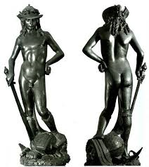 #69
David
- Donatello
- c. 1440-1460 CE
 
Content:
- bronze sculpture
- 5ft 2in
- story of David and Goliath
- contraposto
- southern/ italian