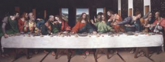 #73
Last Supper
- Leonardo da Vinci
- c. 1494-1498 CE
 
Content:
- scene from bible
- moment when jesus says one will betray him
- fresco in a dining hall for a monastery
- experimentation with different fresco methods
- oil and tempera on plaster...