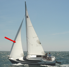 A triangular sail set forward of the mainmast.