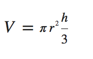 V=3.14*radius(squared)h/3