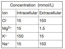 Consider a cell with intracellular and extracellular concentrations of the four ions listed below.  Which of the ions are in electrochemical equilibrium when the membrane potential is -58 mV at 18° C?

A: Cl- 
B: Mg﻿2+ and K+ 
C: Cl- and K+...
