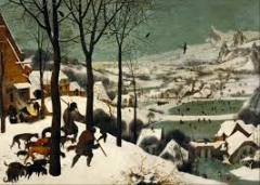 #83
Hunters in the Snow
- Pieter Bruegel the Elder
- 1565 CE
 
Content:
- depicts very normal scene
- northern baroque
- intimate and casual
- aerial perspective
- stark and basic shapes
- northern European landscape
- dutch
