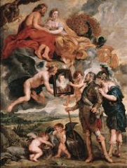 #86
Henri IV Recieves the Portrait of Marie de' Medici, from the Marie de' Medici Cycle
- Peter Paul Rubens
- 1621-1625 CE
 
Content:
- from series of 20
- 13 X 10
- between southern and northern baroque
- open subject matter
- portrait of marie d...