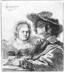 #87
Self-Portrait with Saskia
- Rembrandt
- 1636 CE
 
Content:
- artist part of subject
- marriage portrait
- etching (metal plate with wax)
- from group of portraits