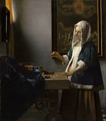 #92
Woman Holding a Balance
- Johannes Vermeer
- c. 1664 CE
 
Content:
- northern baroque
- valuables laid out in front of a mirror
- woman holding a balance
- religious painting in background
- dramatic light source
- mirror