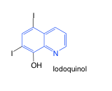 -quinoline derivative
-poorly absorbed (~10%)
-used as luminal amebicide
-weak acid