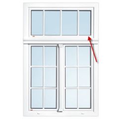 Window that is hinged at the top and opens into the room