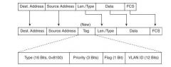 Type (16 bit) | Priority (3 bit) | flag (1 bit) | VLAN ID (12 bits)
