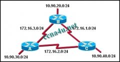 Refer to the exhibit. RIPv1 is configured as the routing protocol for the network that is shown. The following commands are used on each router:
router rip
network 10.0.0.0
network 172.16.0.0
When this configuration is complete, users on the LAN of ea
