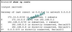 Refer to the exhibit. How will packets destined to the 172.16.0.0 network be forwarded?

a. Router1 will perform recursive lookup and packet will exit S0/0.
b. Router1 will perform recursive lookup and packet will exit S0/1.
c. There is no matching in