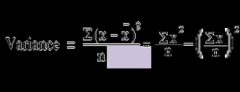 The deviation of an observation ‘x’ from the mean is given by x-x
 
To calculate the variance, use the formula; 
 
 
 
 
x is the value and x is the mean. 
n is the number of values.
 
To calculate the standard deviation; use the formula,
 
 
...