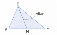 a line segment joining the vertex of a triangle to the midpoint of the opposite side.