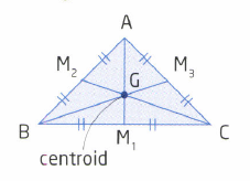 the point of the intersection of the three medians.