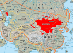 Mongolia is North of China and its a "buffer" between Russia and China