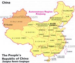 Xinjiang is North of Tibet, and west of China Proper. Directly East of Pakistan, Tajikstan and Kyrgyzstan. 

Xinjiang is the western frontier region, transition to central Asia. Its climate is classified as part H and B