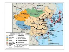 The eastern 1/2 of China, concentration of population & economic activity.