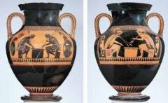 we know about Greece mostly from pottery. Example of Red and Black Figure painting