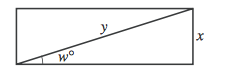 Which of the following trigonometric equations is
valid for the side measurement x inches, diagonal measurement y inches, and angle measurement w° in the
rectangle shown below?                
A. cos w°= x/y
B. cot w°= x/y
C  s e...