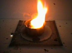 A chemical reaction that make the surrounding area warmer and cause fire to the surrounding area. 