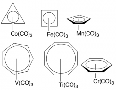 By keeping a metal tricarbonyl group as a permanent feature and adjusting ring size accordingly to achieve an 18 electron compound, or alter number of CO ligands. 