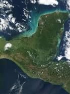 The Yucatán Peninsula separates the Gulf of Mexico from the Caribbean Sea, encompassing 3 Mexican states,