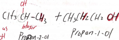 the reactant and reagent is unsymmetrical so markownikoffs rule applies and 2 products is made

the richer carbon CH2 now become CH3, the rich got richer. and the poor carbon got the OH to make an alcohol