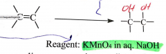 the reagent used is KMnO4 in AQ. NaOH

it gives a cis stereochemistry