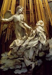 #89


Ecstasy of Saint Teresa


Cornaro Chapel, Church of Santa Maria della Vittoria, Rome, Italy 


Gian Lorenzo Bernini


1647 - 1652 C.E.


___________________


Content: This shows saint Teresa, among the folds of fabric, in a physical positi...