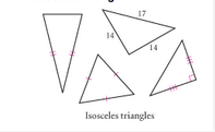 A three sided polygon with two equal sides or two equal measures.