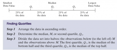 Quartiles divide data sets into fourths, or four equal parts. The first quartile, denoted Q sub 1 divides the bottom 25% of the data from the top 75%.  Therefore, the first quartile is equivalent to the 25th percentile. The second quartile, Q su...