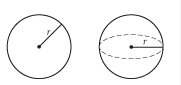 A line segment from the center of  a circle or sphere to a point on the circle or sphere. Also, the length of  that line segment.