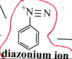 so after you have a benzene+NO2 from a  nitration reaction. if you add a Fe/H+ it will become a aniline benzene + NH2

you then add Hno3 at O Degrees! to get a diazonium ion 

which is 

