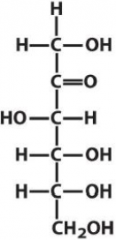 Ketone Hexose with the C3 hydroxyl being opposite of the rest and methanols on both terminals
Ketone on C2