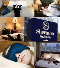 호텔에서 잠을 자다