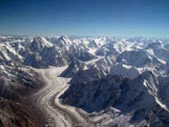 
massive mountains from crumpling continental crust where Indian Plate collides with Eurasian Plate