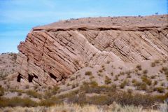 
tilted layers overlain by flat lying layers, means tectonics uplifted and tilted previously flat layers