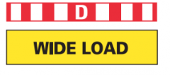 It is yellow with the words "wide load" or red and white checkered with a D in the centre.
