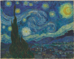 The Starry Night. Vincent van Gogh. 1889 C.E. Oil on canvas.