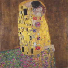 The Kiss. Gustav Klimt. 1907-1908 C.E. Oil and gold leaf on canvas.