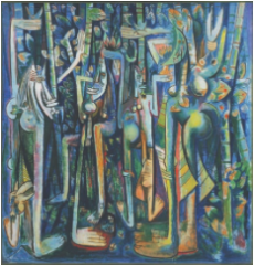 The Jungle. Wifredo Lam. 1943 C.E. Gouache on paper mounted on canvas.