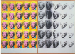 Marilyn Diptych. Andy Warhol. 1962 C.E. Oil, acrylic, and silkscreen enamel on canvas.