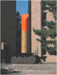 Lipstick (Ascending) on Caterpillar Tracks. Claes Oldenburg. 1969-1974 C.E. Cor-Ten steel, steel, aluminum, and cast resin; painted with polyurethane enamel.