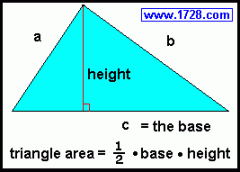 A = ½ B x H 
(A = ½ base x height)