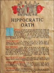 An oath signed by every doctor. It was created by Hippocrates to have doctors swear that they would keep pateint records confidential and never poison anyone.