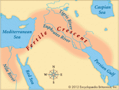 A fertile region in southwestern Asia that includes the region of Mesopotamia.