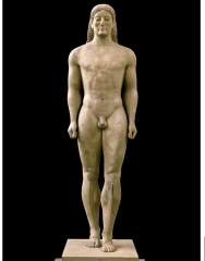 Formal Analysis


27. Anavysos Kouros


Archaic Greek


530 B.C.E.


 


Content


-Kouros - male statue


-found in a cemetery (funerary plaque) 


-Kroisos - his family asked the artist to create (very specific idea in mind)


...