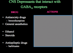 How can CNS depressant drugs affect GABA receptors?
What actions do the above drugs have on GABA receptors?