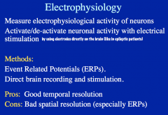ERP method directly measures electrical activity in the brain (via EEGs), in response to a stimulus.

Direct brain recording and stimulation allows you to activate/deactivate neuronal activity by putting electrodes inside the brain itself.
-this is oft